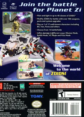 Zoids - Battle Legends box cover back